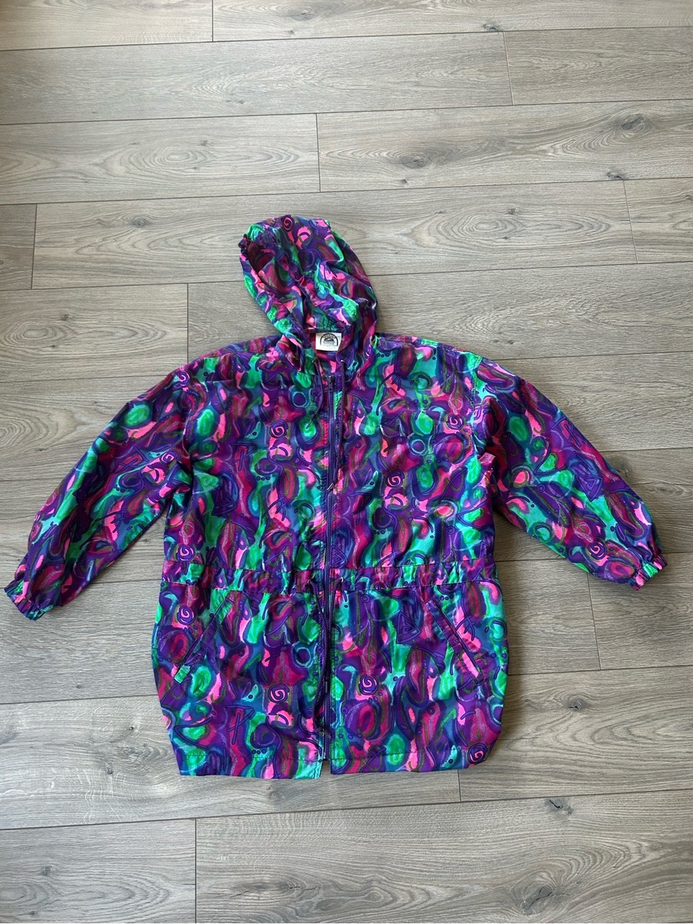 Vintage Speedo Colorful Patterned Hooded Windbreaker Size Small